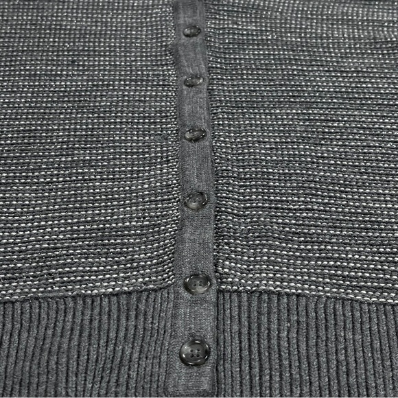 Ann Taylor Loft size large grey shimmery button up vneck cardigan sweater EUC - Picture 4 of 15
